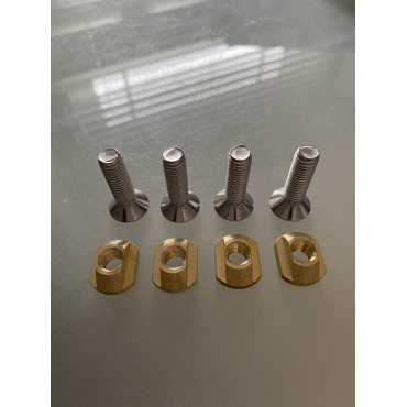 M8 Track nuts Brass & 25mm Bolts x 4